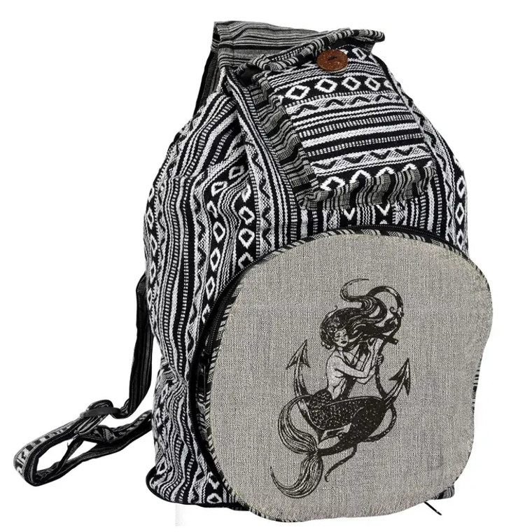 Black and White Stripes Mermaid Backpack