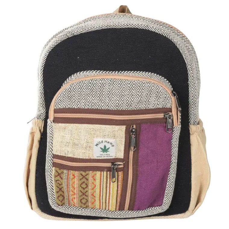 Hemp Backpack/Black/Zipper