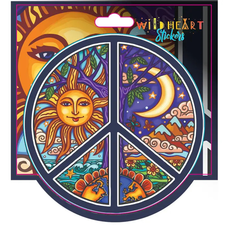 Sun & Moon Peace Sign Window Sticker