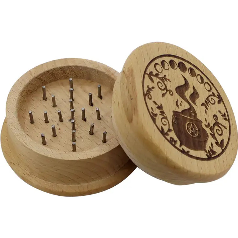 Wood Herb Grinder - Cauldron