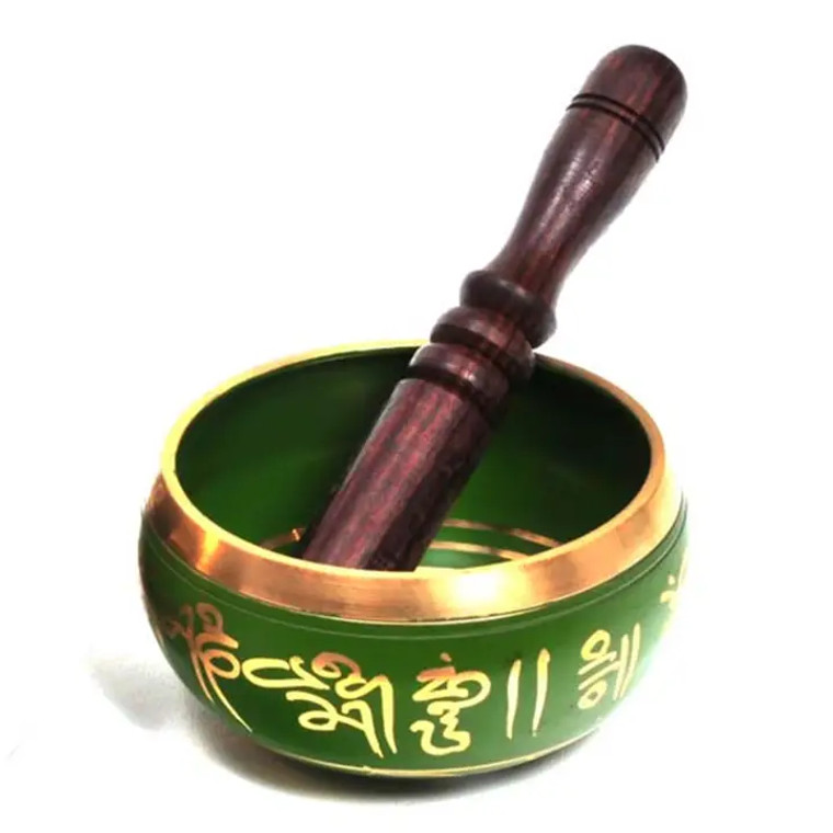 Singing Bowl Brass - Green Tibet Eye 4"