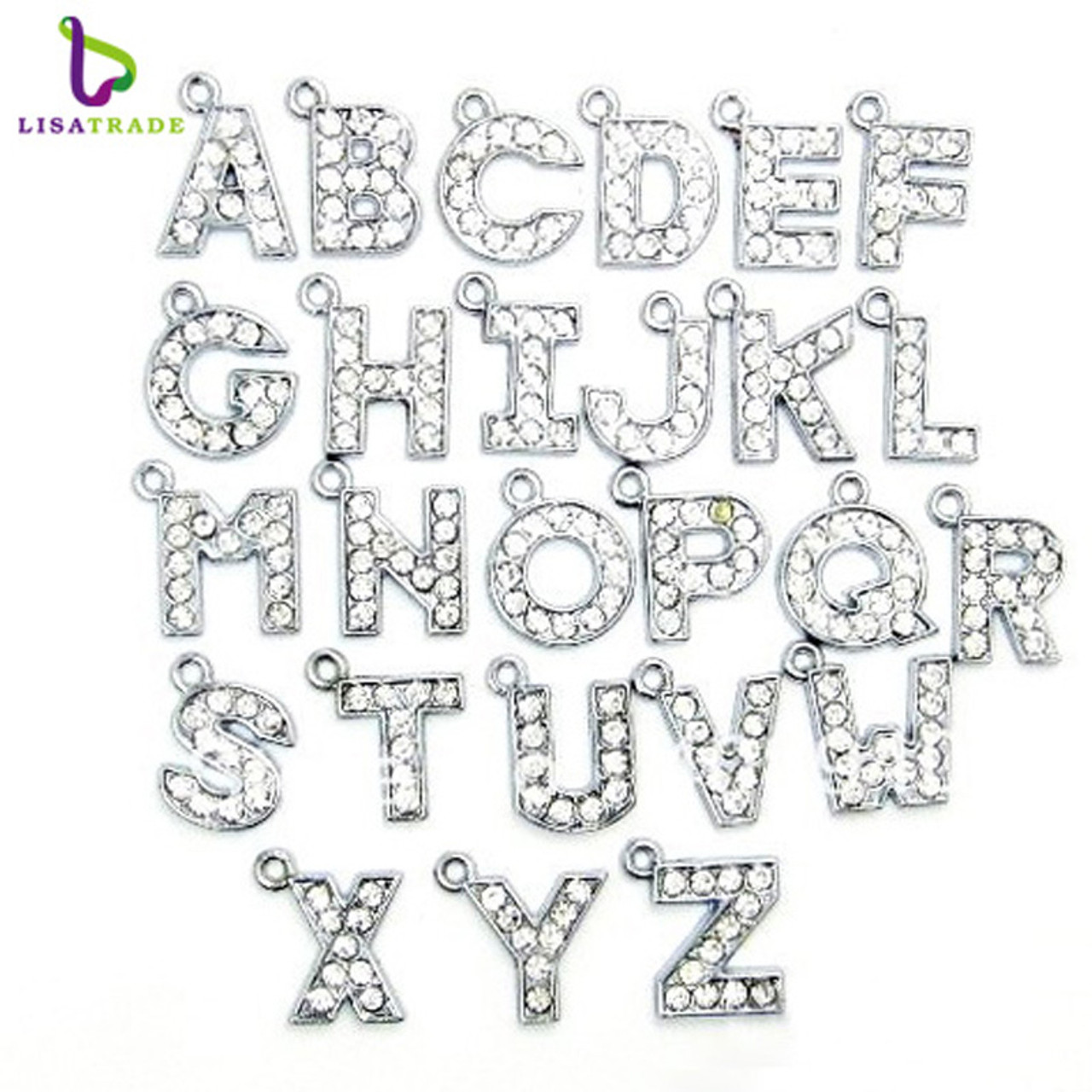 10pcs/lot Full Rhinestone Hang Letters Fit Wristband & Bracelet LSSL030