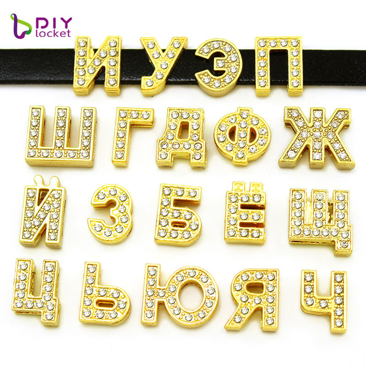 Russian letters jewellery making materials slider charms for  bracelet-LSSL039