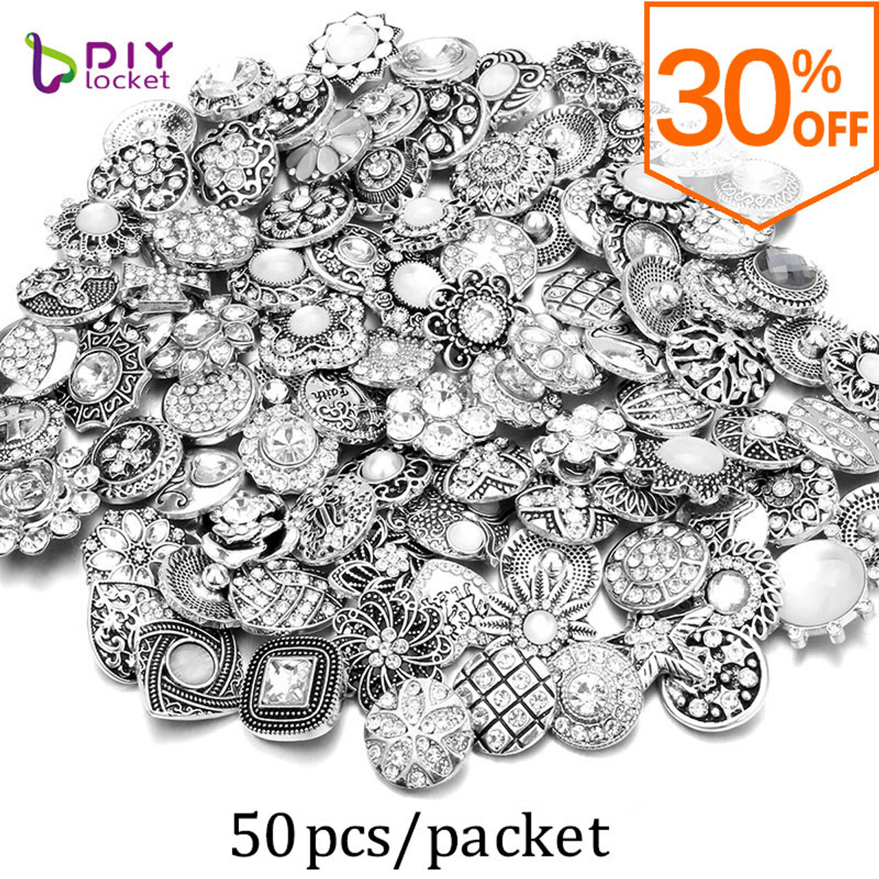 Crystal Mix Style Snap Charms Wholesale 