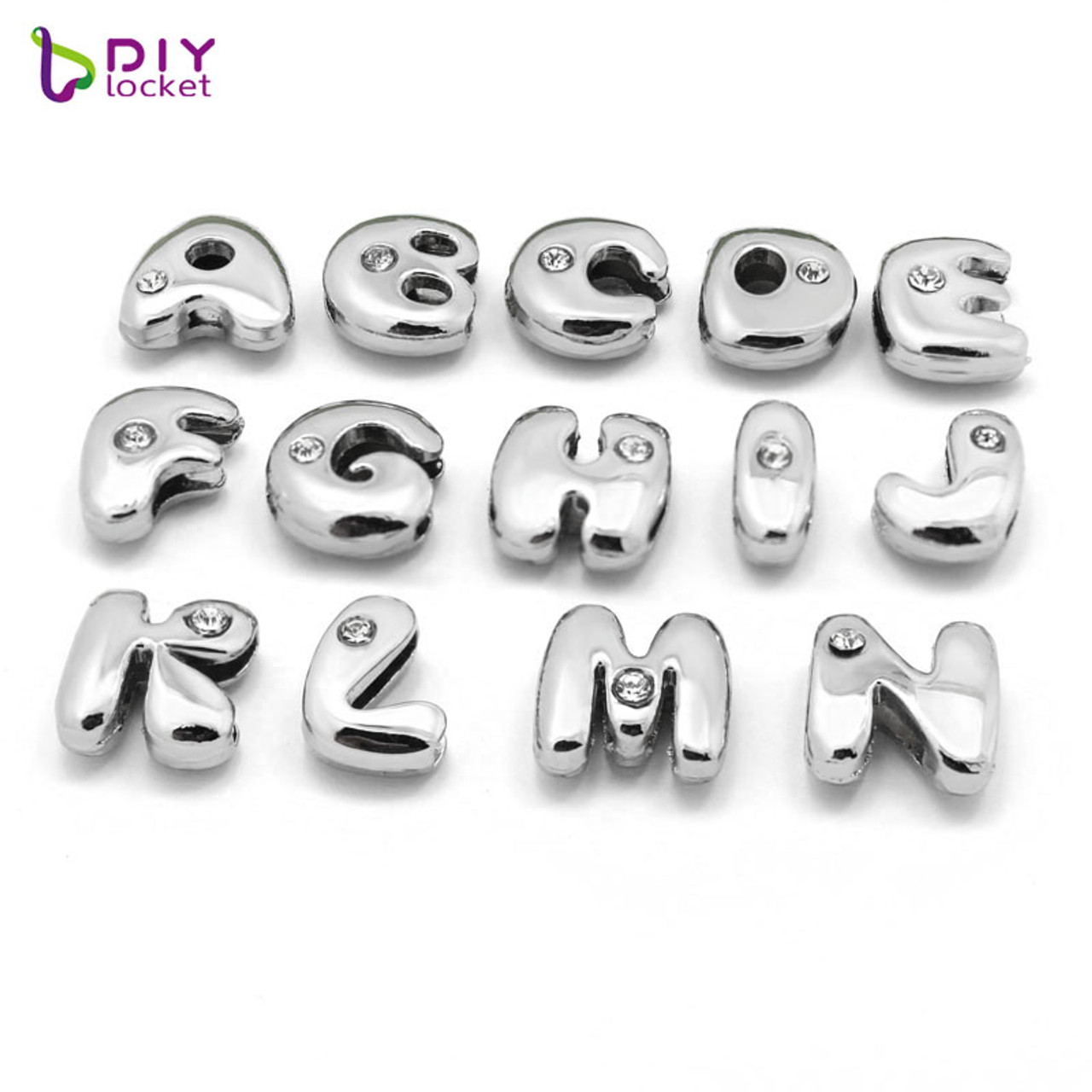 Silver M Alphabet Beads