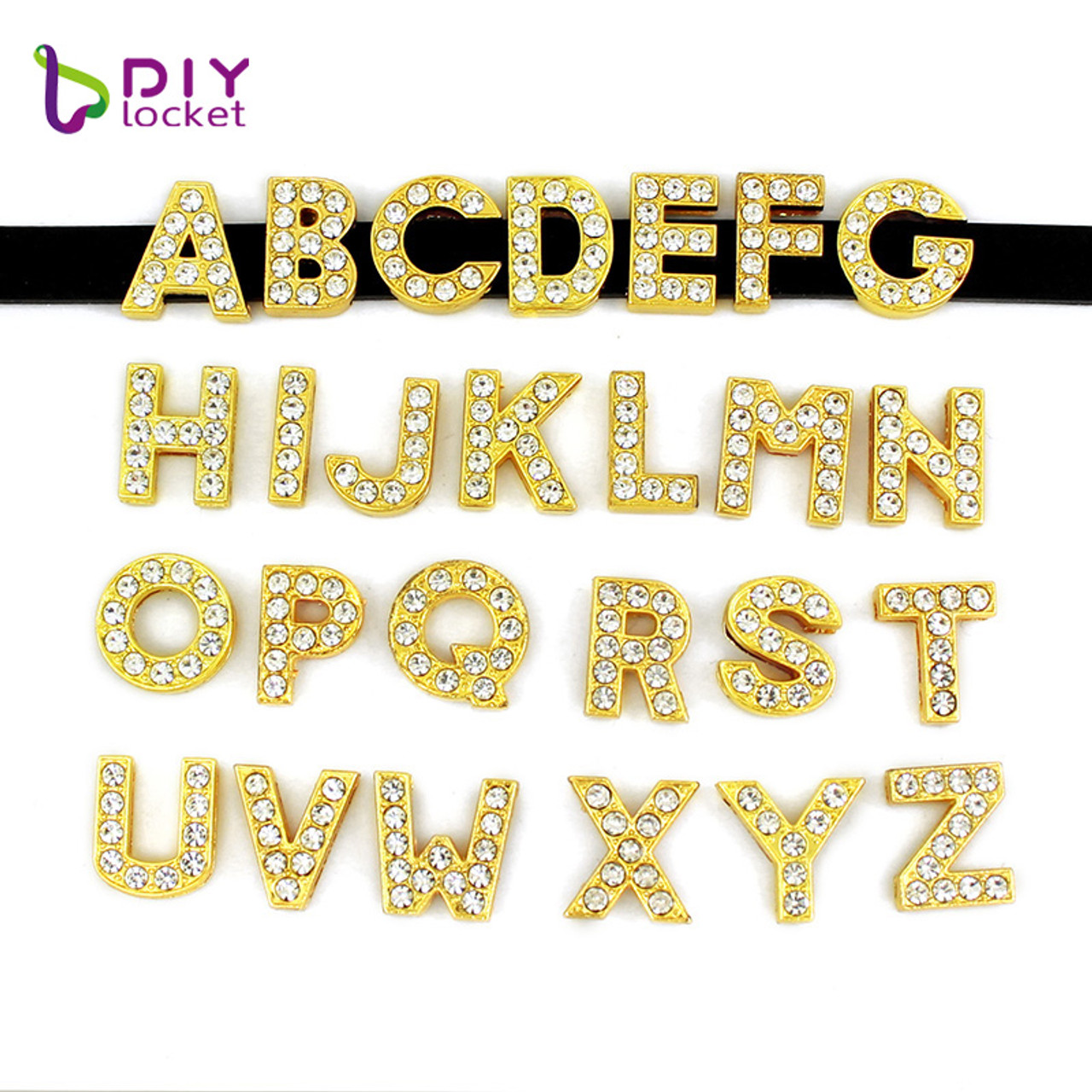 A-Z Rhinestones Letters, Multi-Color 8 mm Rhinestone Alphabet Letters Charms