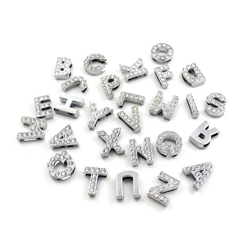 10 Imitate Diamond Rhinestone Slider Charm Uppercase Letter Alphabet for  Decorate Slider Bracelet Wristband Alphabet Beads Letter Charms 8mm 