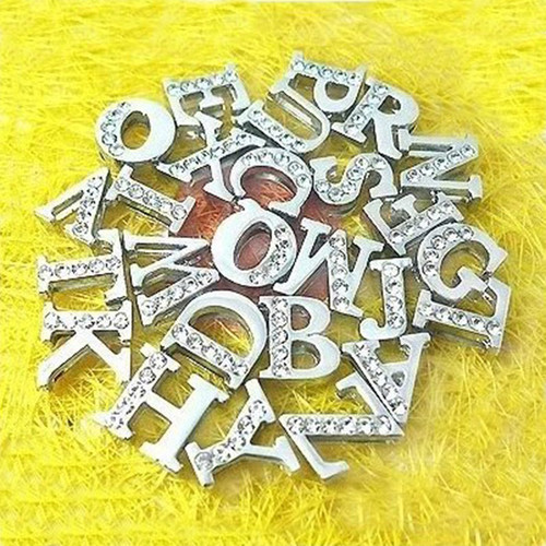UNICRAFTALE 2sets 52pcs 304 Stainless Steel Square Mixed Letter Slide Charms  Letter Beads Silver Tone 8mm Hole Alphabet Baeds for Slide Wristbands  Bracelets Jewelry Making 9x8x4mm 