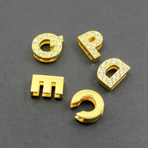 52 Pc Gold Rhinestone Letters Alphabet English Letters or Pick Your Own  Letter Charms Can Fit in 8mm Slide Bracelet/rhinestone Letters/gold