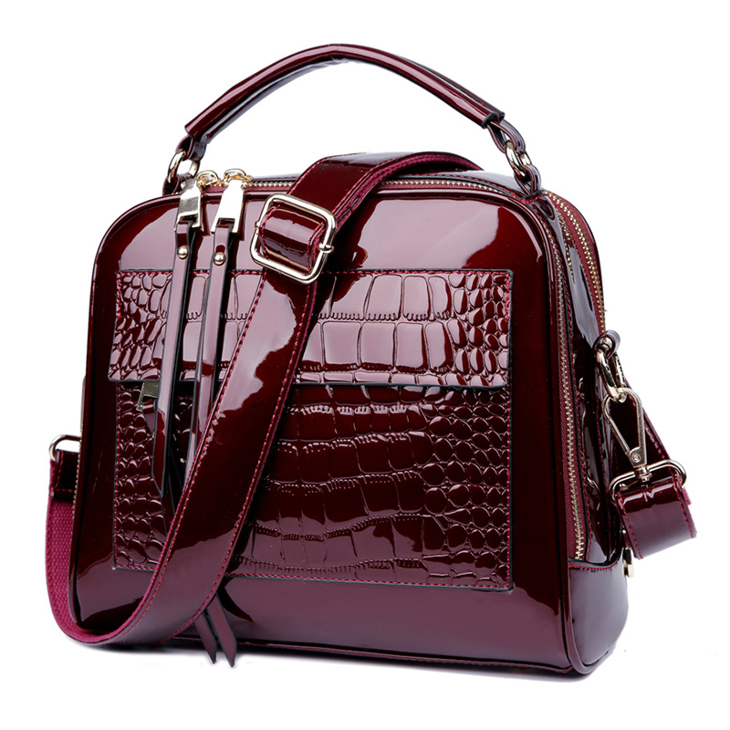 Women's Embossed Leather Shell Satchel Bag