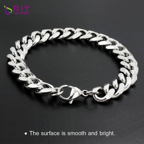 Silver Bracelets For Men Stainless Steel Polished Heavy Chain Men  Accessories LSSB04