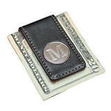 Personalized Money Clip with Black and Brown Leather 