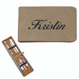 Personalized Manicure Set - Tan Leather - 7 Piece Kit
