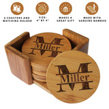 Personalized Bamboo Coasters with Holder - 7 Piece Set