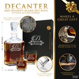 Personalized Glass Whiskey Decanter Set - Fancy Design
