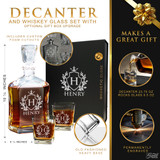 Monogrammed Whiskey Decanter Gift Set - Shield Design