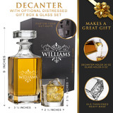 Custom Engraved Whiskey Decanter Set and 4 Glasses Set - Personalized with WPS Styles