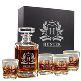 Custom Engraved Whiskey Decanter Set and 4 Glasses Set - Personalized with WPS Styles