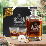 Custom Engraved Whiskey Decanter Set and 4 Glasses Set - Personalized with WPS Styles