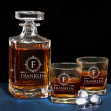 Custom Engraved Whiskey Decanter Set and 4 Glasses Set - Personalized with WPS Styles