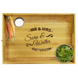 Premium Custom Engraved Bamboo Wood Serving Tray with Handles