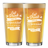 Set of 2 Customized Eat Drink and Be Married Couples Glasses