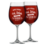 Personalized Eat Drink and Be Married Glasses - Set of 2