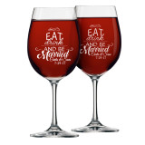 Personalized Eat Drink and Be Married Glasses - Set of 2