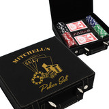 Custom Personalized Poker Set Case with Clay Chips, Cards, Dice