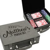 Custom Personalized Poker Set Case with Clay Chips, Cards, Dice
