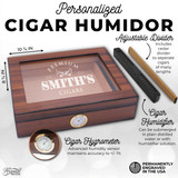 Custom Personalized Cigar Box Humidor with Piano Rosewood or Glass Top Finish