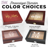 Custom Personalized Cigar Box Humidor with Piano Rosewood or Glass Top Finish