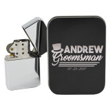 Chrome Flip Top Lighter With Custom Engraved Case