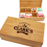 Personalized Custom Engraved Wooden Tea Box Organizer