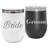 Set of 2 Bride And Groom Insulated Wine Tumblers