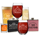 Customized Birthday Wine Beer Shot Glasses Gift 