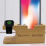 Personalized Wood Phone and Watch Docking Station 