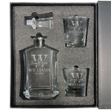 Engraved Couples Wedding Decanter and Set - Names & Initial Style