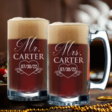  Mr and Mrs Personalized Beer Mug Glasses  
