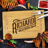 Personalized King Of the Grill Deluxe Cutting Board 