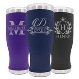 Personalized Insulated 20 oz Pilsner Beer Tumbler with Name and Initial