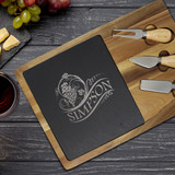 Personalized Acacia and Slate Cheese Board and Knife Set