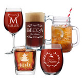 Personalized Christmas Holiday Glassware and Drinkware