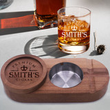 Personalized Cigar Tray and Whiskey Glass  Holder