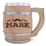 Personalized 24 oz Oak Wood Beer Barrel Mug