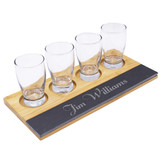 Custom Engraved Beer Flight and 4 Glasses Set