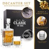 Premium Personalized Whiskey Decanter and Glasses Set - Couples Style