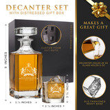 Customized Whiskey Decanter and Glasses Set - Custom Engraved with Lion Design