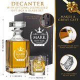 Personalized Best Man, Groomsmen, Groom Whiskey Decanter and Glasses Set - Engraved with WPS Design