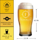 Custom Personalized 16 oz Pub Beer Glass - Engraved with Any Name or Initial
